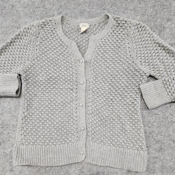 LL Bean Womens XL Wool Nylon Angora Rabbit Hair Knit Cardigan Button Up Sweater - Picture 4 of 12